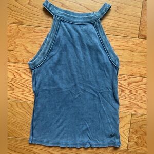 Aerie soft and sexy ribbed high neck tank top blue gray size medium